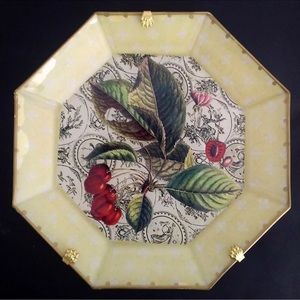 Anthropologie Moonlight Interiors Wall Plate Red Cherry Art Nouveau Lions Paw